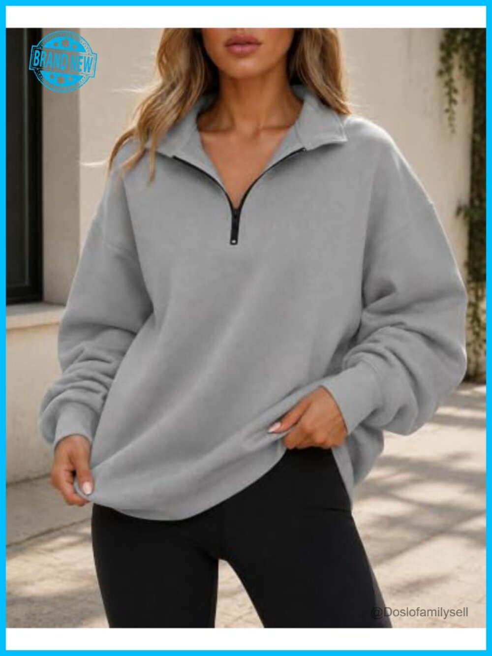 Women's Oversized Half Zip Sweatshirt Long Sleeve Fall Casual Pullover